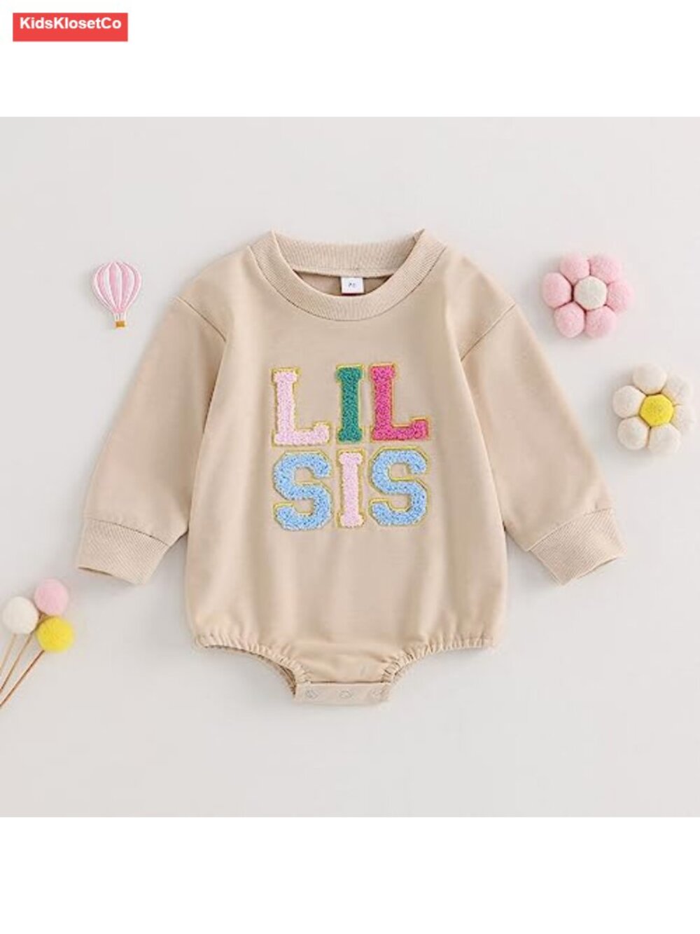 Toddler Girl Crewneck Letter Sweatshirt Romper Cotton Blend Fall Winter - Picture 2 of 6